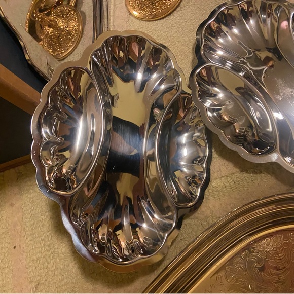 Pair of vintage shell metal platters 3 sections - Picture 2 of 8